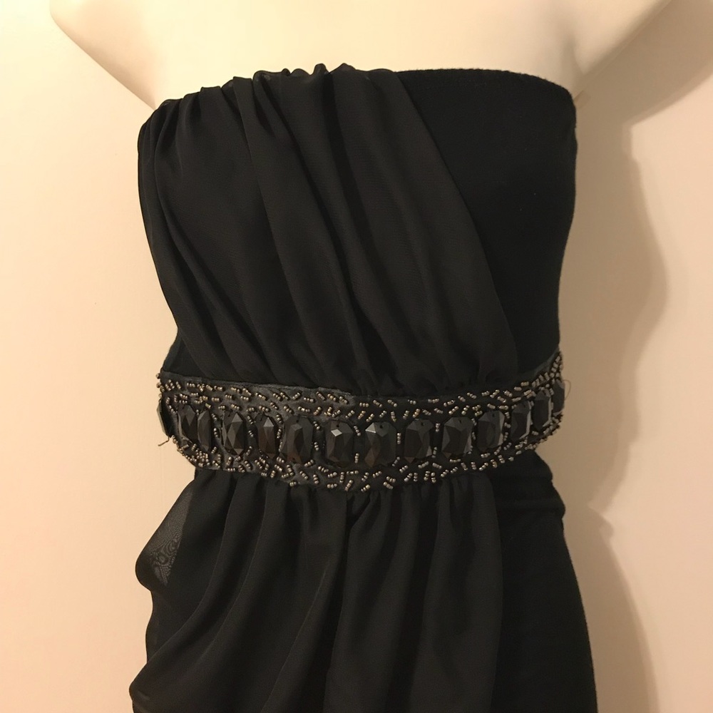 Black body con dress with beaded attached belt